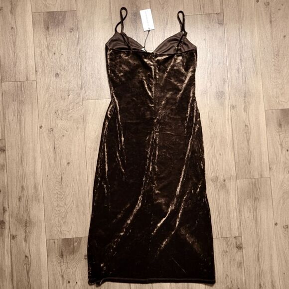 WeWoreWhat Velvet Bodycon Dress Brown Size M - Picture 2 of 6